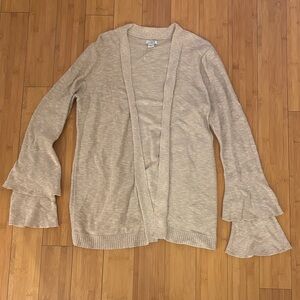 J. Crew Light Tan Flared Sleeve Long Cardigan